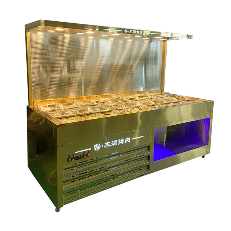 韩式自助烤肉展示柜明档自选喷雾冷藏保鲜点菜柜烧烤阶梯冰台商用