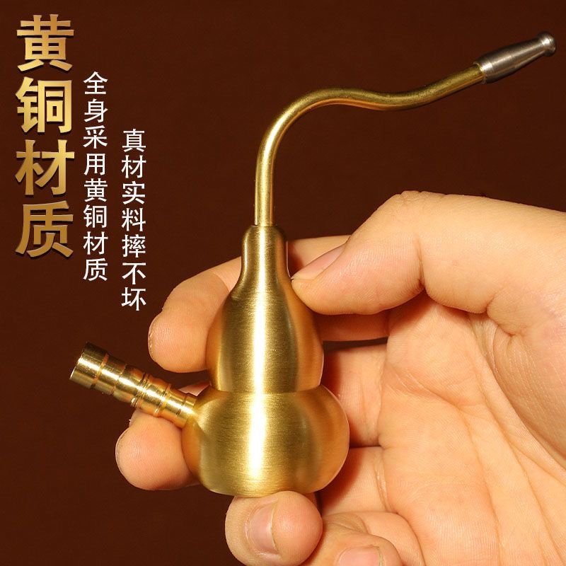 高级水壶烟纯铜葫芦水烟壶 两用水过滤黄铜水烟袋金属水烟斗插烟