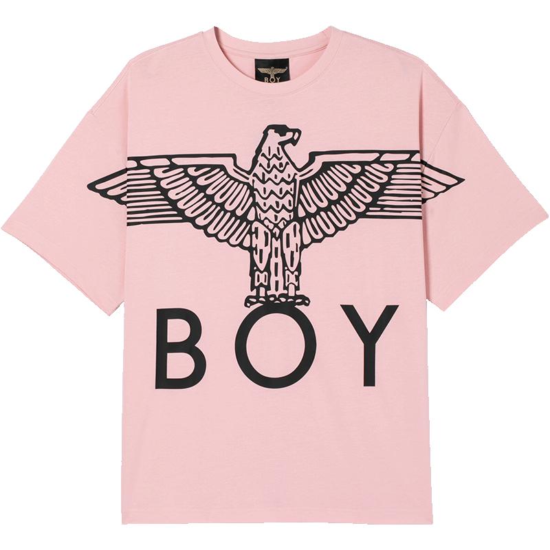 【草莓牛奶】BOYLONDON短袖男女松弛LOGO印花粉色潮流T恤N01915