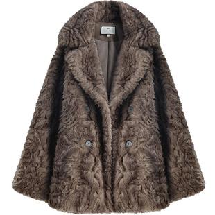 COCOBELLA仿小湖羊皮毛一体外套女小个子穿搭环保皮草大衣FU3019