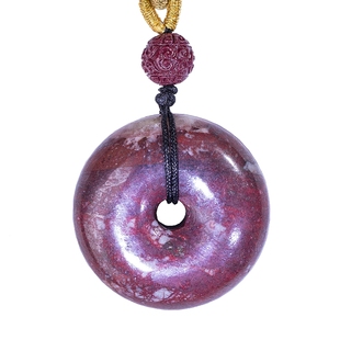 收藏纯天然朱砂石鸡血平安扣原矿石湘西吊坠护身符血砂挂坠张家界