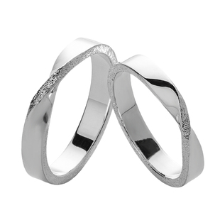 原创磨砂情侣戒指纯银满天星莫比乌斯戒指定制999纯银情侣对戒女