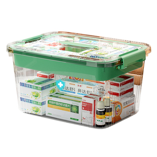 药箱家庭装家用多层医药箱药物收纳盒大容量大号透明药盒桌面密封