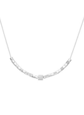 臻汇银足银小方块项链毛衣锁骨链