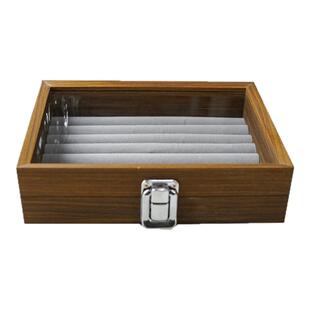 8条小号黑胡桃木纹首饰盒 戒指耳环收纳盒防氧化复古收藏盒带盖子