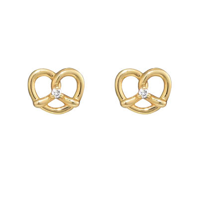 日系超迷你碱水结锆石小爱心耳钉