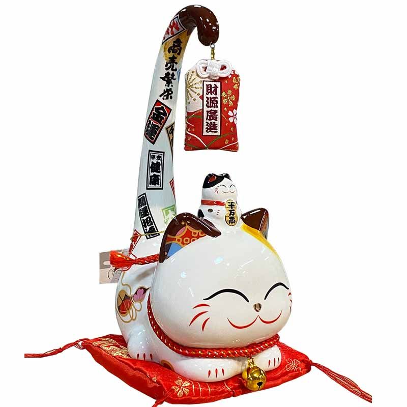 金石工坊长尾招财猫一对