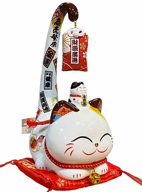金石工坊长尾招财猫一对