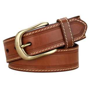皮带男款真皮头层纯牛皮铜扣复古时尚送男友生日礼物牛仔裤腰带潮