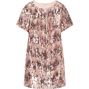 Juicy Couture橘滋连衣裙女26春夏新款亮片收腰晚宴短袖礼服裙子