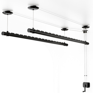 单杆手摇升降晾衣架小阳台晒衣架手摇器防风晾衣杆室内顶装晒被凉