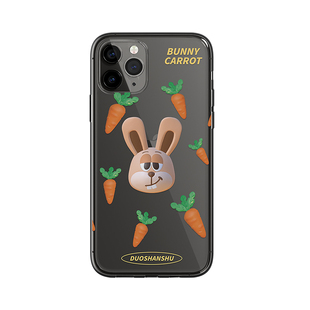 DUOSHANSHU刘雯同款大表姐同款原创美式新年卡通萝卜兔适用苹果i16promax全包透明软壳手机壳