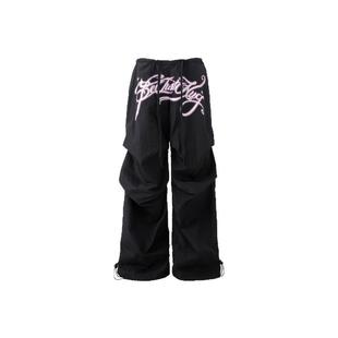 BJHG不计后果粉色工装裤子女款冬潮牌美式宽松伞兵裤休闲阔腿裤