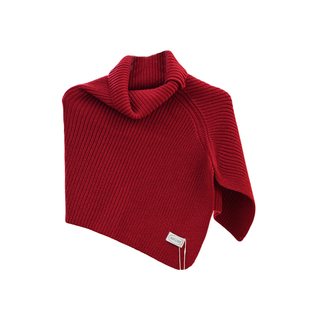 2025新款秋冬堆堆高领毛衣女套头披肩外搭不规则慵懒针织脖套围巾