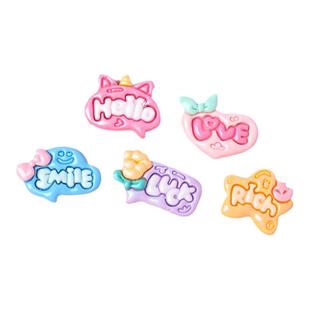 卡通亮面荧光字牌diy树脂配件饰品手工制发夹手机壳水杯头饰