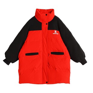 女童长款羽绒服2026红色新年装中大童洋气保暖过年冬装外套拜年服