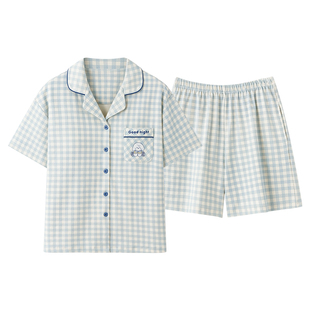 芬腾可安睡衣女款2026新款夏季纯棉带胸垫高级感短袖秀家居服夏天