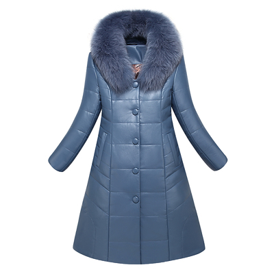 修身韩版中长款大毛领妈妈装