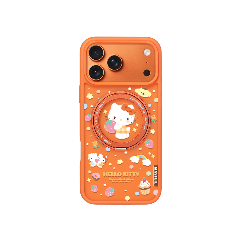 MASFEIL × 草莓KT猫适用苹果17promax手机壳iPhone17pro新款带支架ip17全包Fo5磁吸支点可爱女高级感保护套