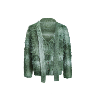 CulturE23s小众设计黑白条纹马海毛圆领毛衣男简约慵懒宽松针织衫