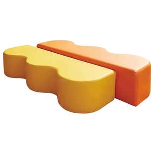 儿童网红波浪形软包凳子幼儿园早教等候区会客区接待洽谈组合沙发