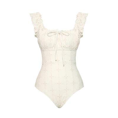 VisualMood白色刺绣连体泳衣女