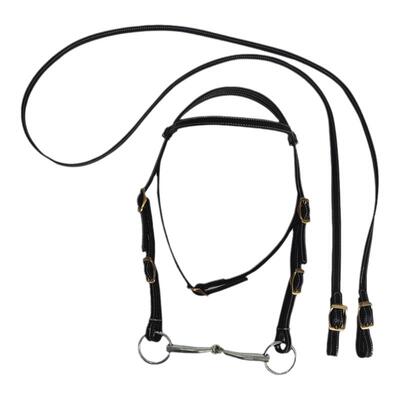 牛皮水勒嚼子衔铁缰绳纯牛皮马笼头套大小矮马控马用全套马鞍配件