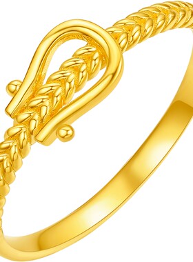 周六福黄金5G计价足金戒指马蹄扣女戒生肖马本命马年系列节日礼物