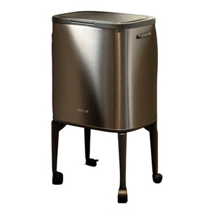 不锈钢垃圾桶厨房专用免弯腰大容量高脚家用带滚轮可移动高级大号