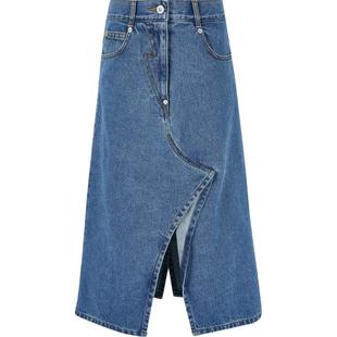 【折扣】Pushbutton 早春女不对称牛仔中长半身裙