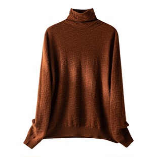 人手一件~山羊绒立体浮雕高领堆领两穿打底衫女新款毛衣