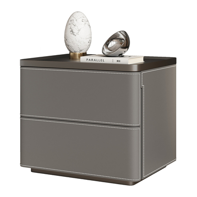 纪序全实木烤漆马鞍皮宝妈床头柜