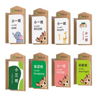 卡通创意幼儿园班级牌托儿所实木侧挂教室门牌辅导培训学校美术书法音乐课室牌木质可更换式办公室科室牌定制