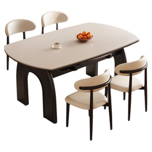 政府补贴蓝色理想岩板餐桌椅组合家用小户型餐桌可伸缩可变圆餐桌