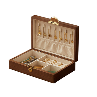 2025年新款实木首饰盒高档精致饰品收纳盒耳钉项链耳环手串存放盒