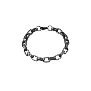 BARCODE欧美复古做旧感条纹古巴手链男潮ins冷淡风个性钛钢手环女