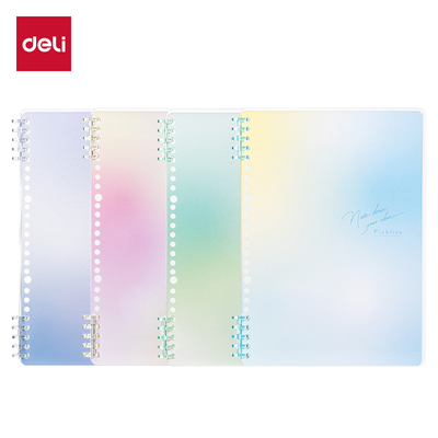 得力b5觅光渐变色系不硌手活页本初中高中生专用可拆卸线圈本加厚大学生笔记本B5横线笔记本子加厚学生考研