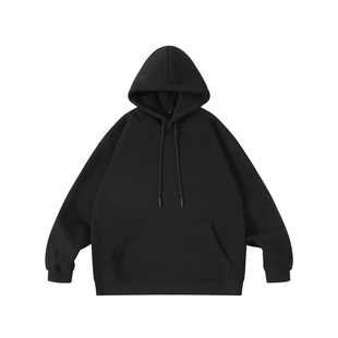 460g重磅黑色加绒连帽卫衣男款秋冬季2025新款加厚长袖上衣外套