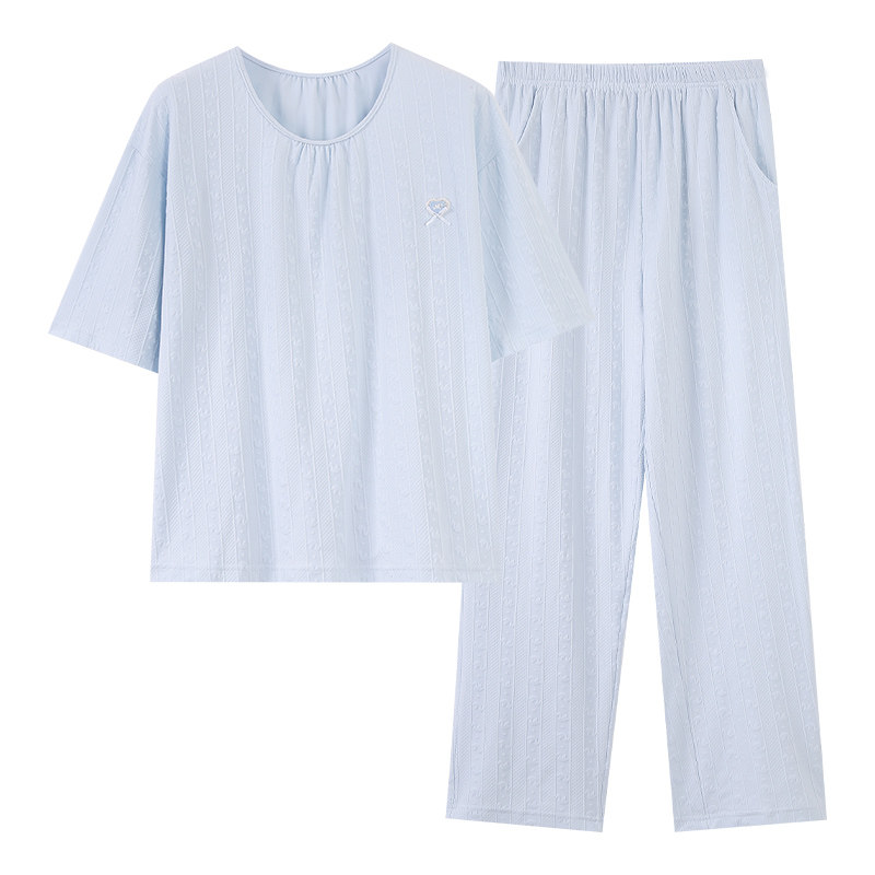 新款女士纯棉睡衣大码家居服套装