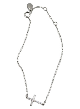 PAUSA ANN s925 极简细方链闪耀十字架轻奢手链