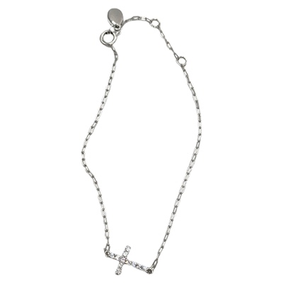 PAUSA ANN s925 极简细方链闪耀十字架轻奢手链