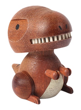 森活木趣恐龙弹簧车载摇头中控实木摆件创意可爱解压装饰治愈礼物