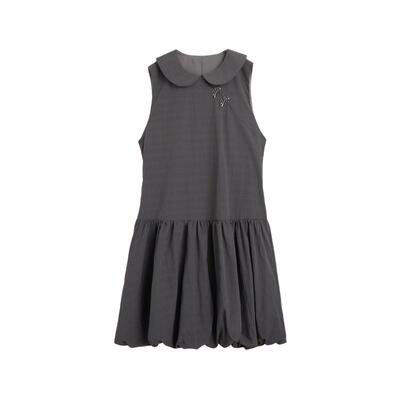 紫涵新中式翻领斜襟盘扣连衣裙女2026春季新款甜美无袖花苞短裙