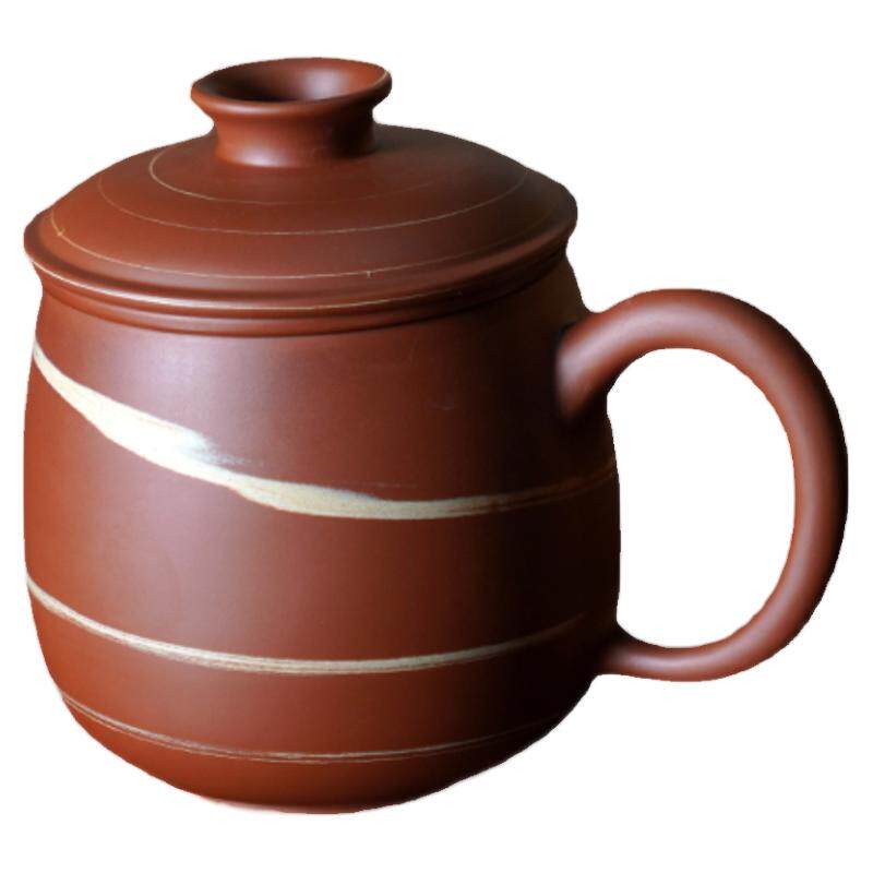 荣昌陶茶水分离绞纹办公带盖茶杯