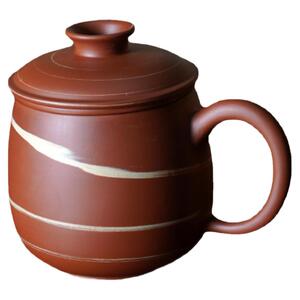 荣昌陶茶水分离绞纹办公带盖茶杯