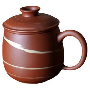 【红衣大叔同款】荣昌陶绞纹办公盖茶杯带过滤内胆双层杯茶水分离