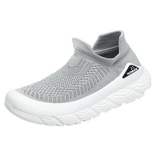 男鞋春季透气网面薄款软底防臭一脚蹬工作运动青少年飞织袜子网鞋