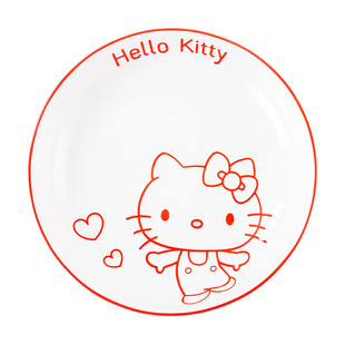 HelloKitty釉下彩陶瓷盘子圆形菜盘家用2025年新款可爱装菜碟深盘