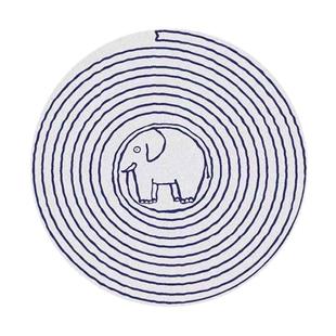 原创可爱儿童房圆形地毯ins卡通书房大象卧室床边毯书桌椅子地垫