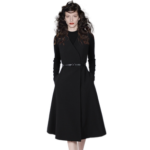 帝柔气质背心连衣裙黑色中长款A字裙2025春秋新款高腰修身赫本风